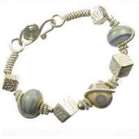 Sterling And Lampwork Bangle - Wire Jewelry - By Lori Smith, Wire Jewelry Artist