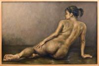 Female Nude - Acrylic With Oil Pastel On Can Paintings - By Stephany Briceno, Realism Painting Artist