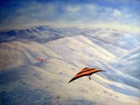 The Hangglider - Oil On Canvas Paintings - By Priyadarshi Gautam, Impressionistic Painting Artist