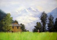 Green Fields Of Manali - Oil On Canvas Paintings - By Priyadarshi Gautam, Impressionistic Painting Artist