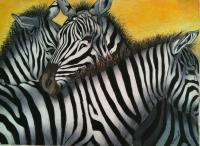 Zebra Cluster - Colored Pencil Drawings - By Carl Parker, Realist Drawing Artist