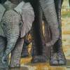 Baby Elephant Out For A Walk - Colored Pencil Drawings - By Carl Parker, Realist Drawing Artist