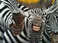 Zebra Humor - Colored Pencil Drawings - By Carl Parker, Realist Drawing Artist