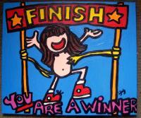 You Are A Winner - Acrylic On Stretched Canvas Paintings - By Laura Jane Wrzesinski, Original Pop Folk Art Painting Artist