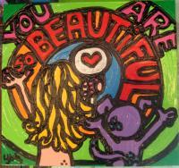 You Are So Beautiful - Acrylic On Pine Paintings - By Laura Jane Wrzesinski, Original Pop Folk Art Painting Artist