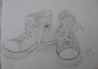 Converse Shoes - Graphite Drawings - By Ida Kecklund, Other Drawing Artist