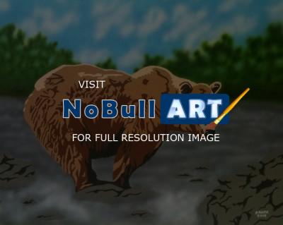 Bears - Stayin Dry - Acrylic And Airbrush On Flat C