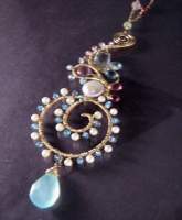 Taj Mahal Gemstone Pendant Nkl - Gemstone Jewelry - By Sally Ulanosky, Wiresculpting Jewelry Artist