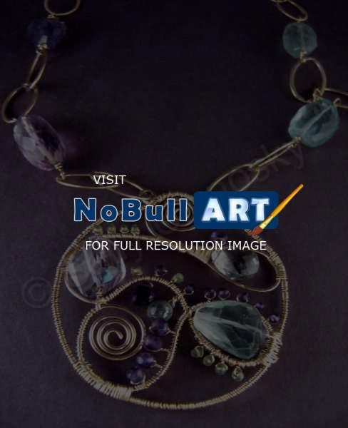 Necklaces - Bold Swirl Pendant Necklace - Gemstone