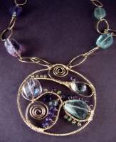 Bold Swirl Pendant Necklace - Gemstone Jewelry - By Sally Ulanosky, Wiresculpting Jewelry Artist