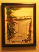 Waterfalls - Watercolours Paintings - By Charanya Kalamegam, Nature Painting Artist
