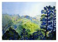View Of Distant Hills - Lansdowne - Watercolour On Fabriano Sheet Paintings - By Arunima Kapoor, Impressionism Painting Artist