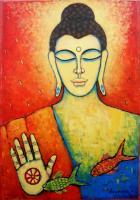 Lord Buddha I - Acrylic On Canvas Paintings - By Arunima Kapoor, Expressionism- Figurative Painting Artist
