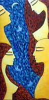 Love  And Distance - Acrylic On Canvas Paintings - By Arunima Kapoor, Expressionism- Figurative Painting Artist
