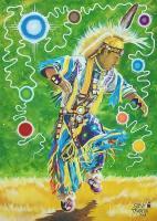 Anishinaabe Grass Dancer Joshua Shaw - Acrylic Paint On Canvas Paintings - By Steve Trudeau, Ojibwa Art Painting Artist