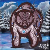 Mkwaa-The Enforcer - Acrylic Paint On Canvas Paintings - By Steve Trudeau, Ojibwa Art Painting Artist