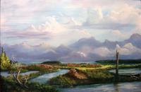 Rivers End - Acrylic Paintings - By John Wise, Western Scenes Painting Artist