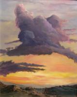 Lavender N  Peach - Acrylic Paintings - By John Wise, Western Scenes Painting Artist