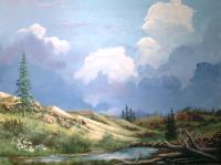 Alpine Vale - Acrylic Paintings - By John Wise, Western Scenes Painting Artist