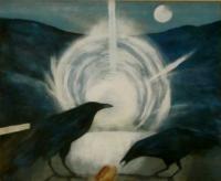 Crow Feast - Acrylic Paintings - By Matthew J Rice, Nature Landscape Painting Artist