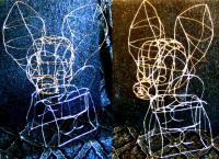 Chihuahua In Chanel Handbag - Wire Sculptures - By Matthew J Rice, Abstract Sculpture Artist