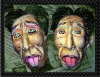 I Feel Sick The Twin Face - Plaster Sculptures - By Patricia Anne Mccarty, Fantasy Based Sculpture Artist