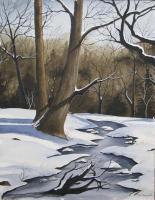 Watercolor Landscape - Winter Stream - Watercolor