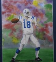 Peyton Manning - Watercolor Paintings - By Jay Moncrief, Watercolor Painting Artist