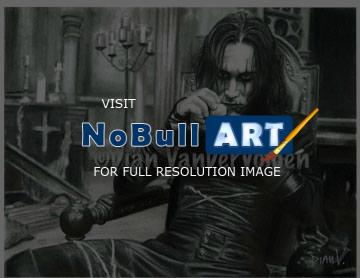 Movie Characters - Brandon Lee The Crow Original Drawing - Graphite  Charcoal