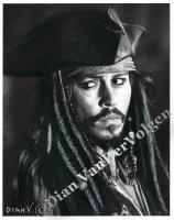 Captain Jack Sparrow Orignal Drawing - Graphite  Charcoal Drawings - By Dian Vandervolgen, Realism Drawing Artist