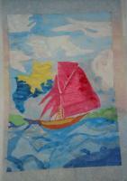 Sailboat - Watercolor Paintings - By Jeffrae Isaac Albert R Damayo, My Style Painting Artist