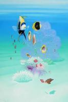 Secluded Assembly - Oils Paintings - By Peter Palagonia, Marine Wildlife Surrealism Painting Artist