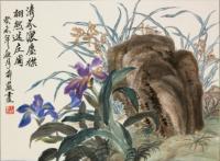 Irises - Ink Chinese Color Paintings - By Wong Tsz Mei, Chinese Painting Painting Artist