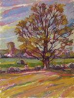 Farm Tree - Oil Paintings - By Inga Karelina, Impressionism Painting Artist