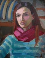 Self-Portrait In Scurf - Oil Paintings - By Inga Karelina, Impressionism Painting Artist