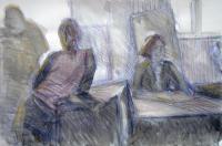 In The Class - Watercolor And Pastel Drawings - By Inga Karelina, Impressionism Drawing Artist