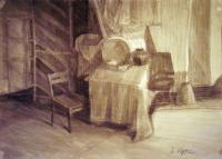 Empty Chair - Ink  Charcoal Drawings - By Inga Karelina, Impressionism Drawing Artist
