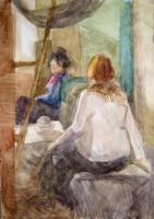 Lovely Ladies - Watercolor Paintings - By Inga Karelina, Impressionism Painting Artist