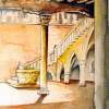 Cortille At The Ca Doro - Watercolor Paintings - By Manuel Gonzales, Architectural Realism Painting Artist