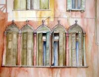 Finestre - Watercolor Paintings - By Manuel Gonzales, Architectural Realism Painting Artist
