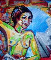 From The Window-Naked - Acrilic Paintings - By Sara Raquel Sarangello, Expressionism Painting Artist