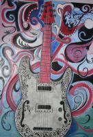 Jefs Guitar - Acrylic Paintings - By Cat Guarino, Abstract Within Reality Painting Artist