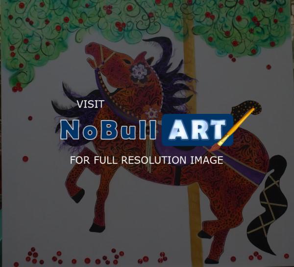 Animorph - Carousel Horse In A Cherry Tree - Acrylicoil On Canvas