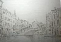 Rialto Bridge - Graphite Drawings - By Charles Impavido, Black And White Drawing Artist