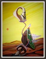 Hard Landing - Oil On Canvas Paintings - By Jan Kravacek, Surrealism Painting Artist