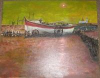 Lifeboat - Acrylic Paintings - By Granpop Granny Marsay, Painted And Enhanced From Old Painting Artist