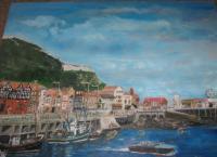 Painted And Enhanced From Phot - Scarborough Fishing Town - Acrylic