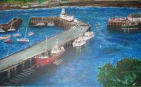 Scarborough Harbour - Acrylic Paintings - By Granpop Granny Marsay, Painted From Photo Painting Artist