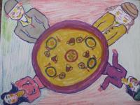 Dinner Time - Felt Tip Paintings - By Granpop Granny Marsay, Folk Art Painting Artist