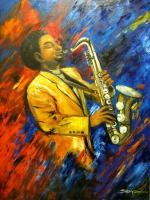 Color Of Jazz - Oil On Canvas Paintings - By Sabaiporn Wonganu, Abstract Painting Artist
